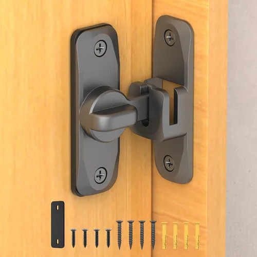 Miniatura 13 de Cerradura de puerta de granero, cerraduras de puerta abatible de 90/180 grados, pestillo de puerta deslizante para proteger la privacidad