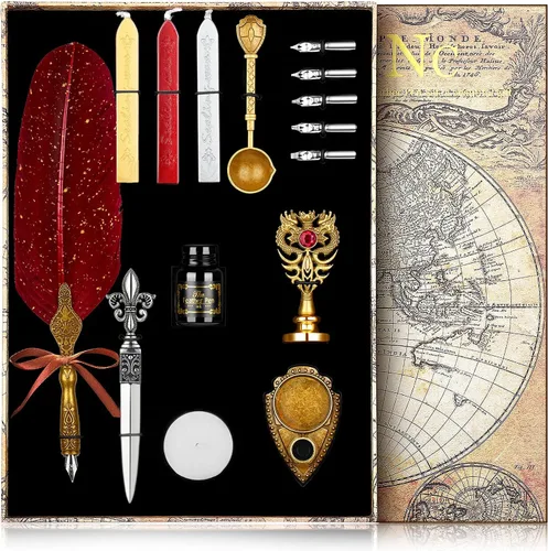 Miniatura 9 de NC Juego de tinta para pluma de caña, Juego de tinta para pluma de pluma incluye pluma de inmersión de pluma, tinta, 5 plumillas de repuesto, 3