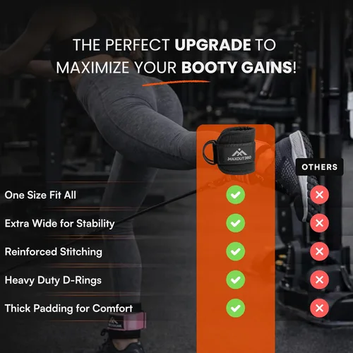 Miniatura 5 de Gym Ankle Straps for Cable Machines, Thick Padded Ankle Cuff Cable Attachment for Booty Workouts, Kickbacks, Hip Abductors, Lower Body Exercises