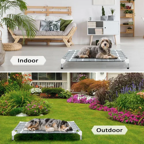 Miniatura 6 de Cama elevada elevada para perros al aire libre – Cama de cuna para perros con patas antideslizantes Cama hamaca para perro con marco de acero