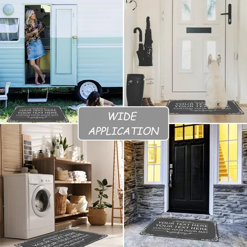 Miniatura 6 de Felpudo personalizado de texto/logotipo/foto, tapete de bienvenida personalizado con respaldo antideslizante para interiores y exteriores, tapete