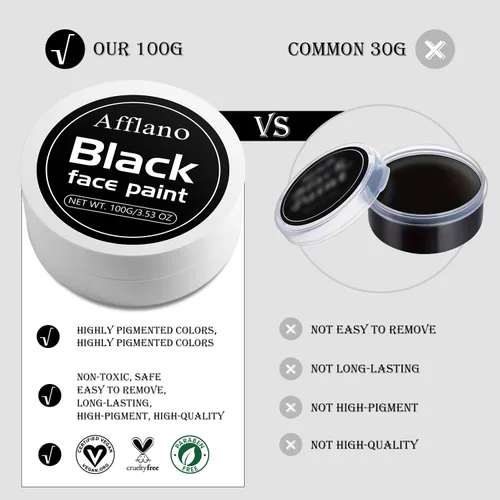 Miniatura 2 de DE'LANCI Face Paint Black + White Clown Makeup Face Body Paint Set, High Pigment Professional Oil-Based Cosmetic Paint for Halloween SFX Makeup