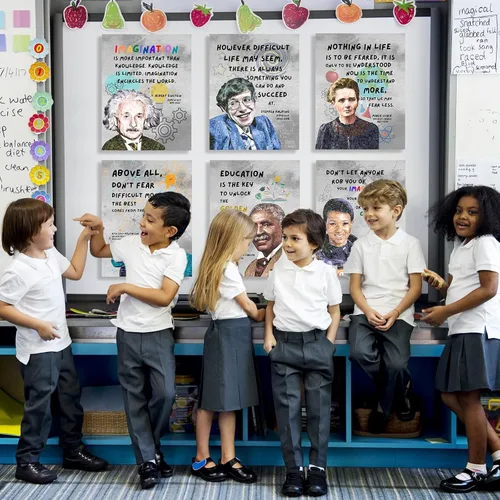 Miniatura 5 de Arte de pared motivacional de científicos famosos para decoración de aula, carteles e impresiones inspiradoras de celebridades para escuela