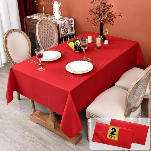 Miniatura 33 de MEANMOY Mantel cuadrado de poliéster lavable, resistente al agua y a las manchas, de 210 GSM, de 54 x 54 pulgadas, mantel de mesa rectangular sin