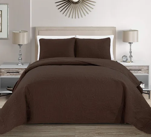Miniatura 2 de Fancy Collection Solid # Austin - Juego de colcha, cubrecama, estampado en relieve. Borgoña