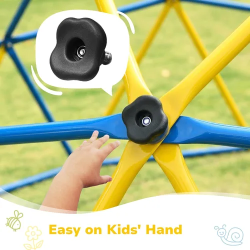 Miniatura 6 de Hapfan Jungle Gym, cúpula de escalada de 10 pies con hamaca y columpio, equipo de juego al aire libre con barras para monos para niños de 3 a 12