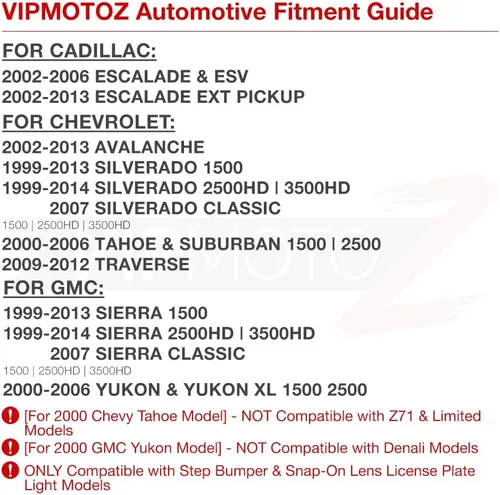 Miniatura 7 de VIPMOTOZ Luz de matrícula LED completa para Cadillac Escalade Chevy Silverado 1500 2500 3500 Suburban Tahoe GMC Sierra 1500 2500 3500 Yukon XL