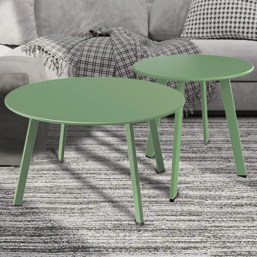Miniatura 10 de Mesa redonda para café de acero Grand Patio para patio, mesa auxiliar grande resistente a la intemperie para exteriores, color negro