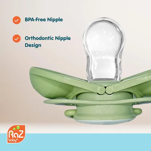 Miniatura 4 de RaZbaby Keep-It-Kleen - Paquete de 2 chupetes para bebé, se cierra cuando se cae, pezón de ortodoncia de silicona sin BPA, ideal para viajes