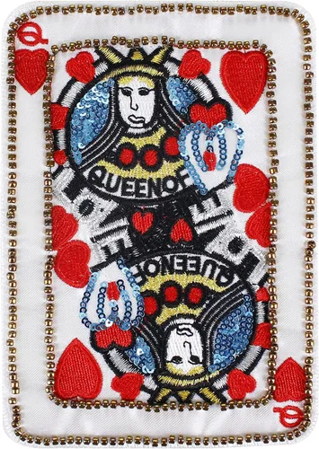 Miniatura 2 de 1 Unidades Bordado Con Cuentas De Lentejuelas Parches De Póker Letras Floral Reina Apliques Corazón Insignia Costura Para Chaqueta Camiseta