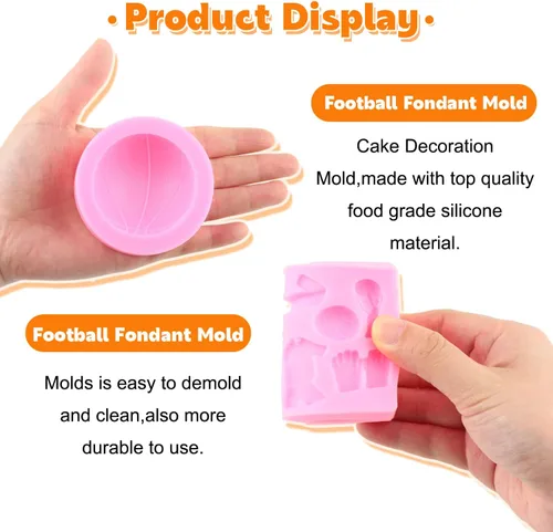 Miniatura 2 de Moldes deportivos de silicona para fondant, guantes de sóftbol, para fondant, para fútbol, baloncesto, béisbol, rugby, chocolate, para decoración