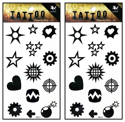 Miniatura 18 de Tatuajes 2 hojas de plumas negras de fantasía temporales tatuajes adhesivos falsos cuerpo brazo pecho hombro tatuajes para adolescentes, hombres