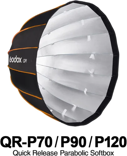Miniatura 2 de Godox QR-P70 - Caja de luz parabólica de 27.5 pulgadas con montaje Bowens, ajuste rápido, con rejilla difusora frontal e interior y bolsa