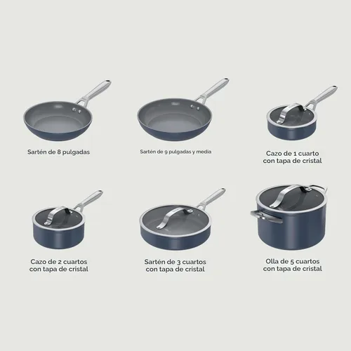 Miniatura 11 de Ninja Ceramic Pro Juego de utensilios de cocina de cerámica de 10 piezas, juego de ollas y sartenes antiadherentes con tapas de vidrio, no tóxico