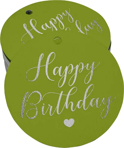 Miniatura 49 de Etiqueta de papel para colgar con texto en inglés «Happy Birthday» (50 unidades)