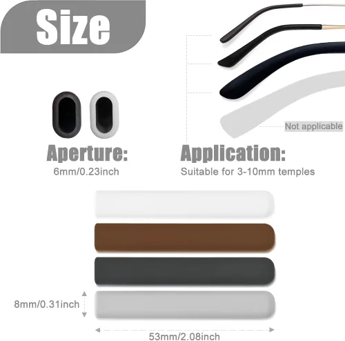 Miniatura 2 de 3 pares de cojines de silicona para orejas de gafas, sujetadores antideslizantes para orejas de gafas, piezas de goma antideslizantes para orejas