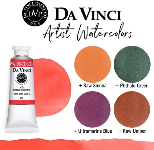 Miniatura 347 de DA VINCI PAINTS Pintura Acuarela Profesional para Artistas, Alizarin Crimson (Quinacridone), 37ml Índigo