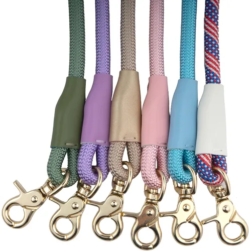Miniatura 7 de Correa de perro manos libres de 7 pies, correa de cintura de cuerda de nailon para perros caminar correr Verde salvia