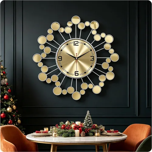 Miniatura 11 de Starburst Reloj de Pared Redondo Decorativo de 24" Silencioso Operado por Batería, Reloj de Pared Decorativo de Metal Moderno de Mediados de Siglo