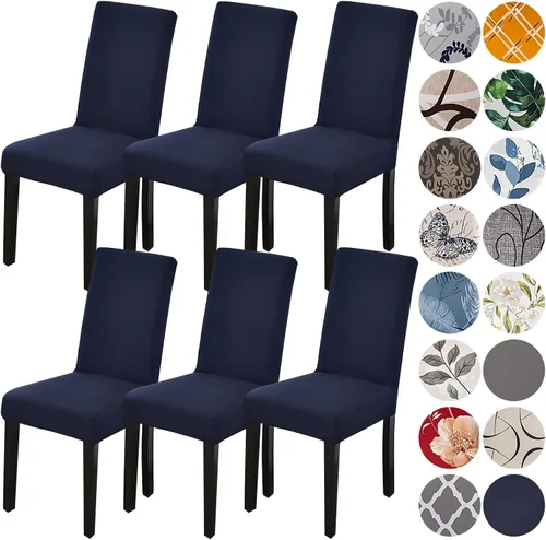 Miniatura 22 de HZDHCLH Juego de 6 fundas grises para sillas Parsons de elastano para comedor, fundas elásticas de elastano para sillas Parsons, fundas de asiento