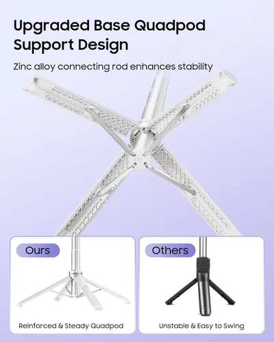 Miniatura 3 de Trípode para selfie stick de 53 pulgadas con luz, soporte mejorado para teléfono celular de 4 patas, trípode para cámara con control remoto Negro A