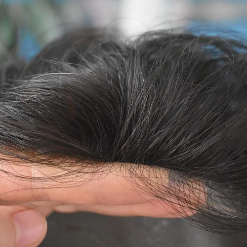 Miniatura 5 de Super Thin Skin Mens Toupee 0.001 in - Sistema de cabello de piel ultrafina para hombres, cabello humano negro, marrón, rubio, gris, peluca