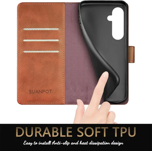 Miniatura 7 de SUANPOT Funda tipo cartera para Samsung Galaxy S23 FE con bloqueo RFID, tarjetero de piel sintética con tapa y tapa para teléfono para Samsung S23