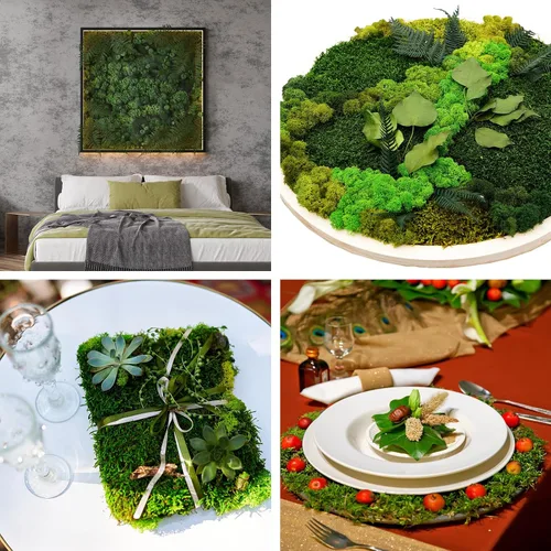 Miniatura 7 de Jutom Camino de mesa de musgo seco preservado, rollo de musgo verde artificial para decoración de mesa, jardines de hadas, bodas, manualidades