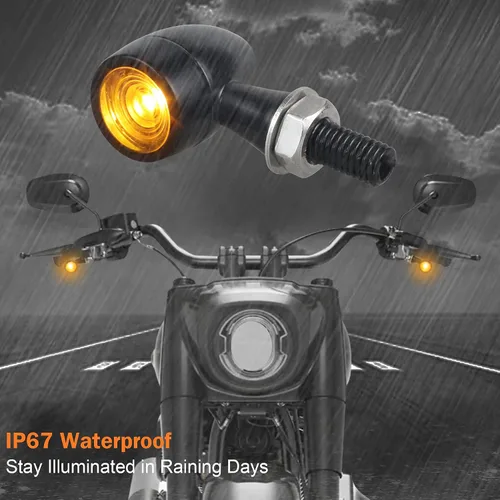 Miniatura 5 de Led Motorcycle Turn Signal Lights Universal Mini Front Blinkers Compatible with Harley Honda Suzuki Triumph Yamaha