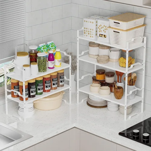 Miniatura 2 de Jojocross Estante expandible para organizador de gabinete, estante de especias apilable ajustable en la cocina y el baño más, encimera de encimera