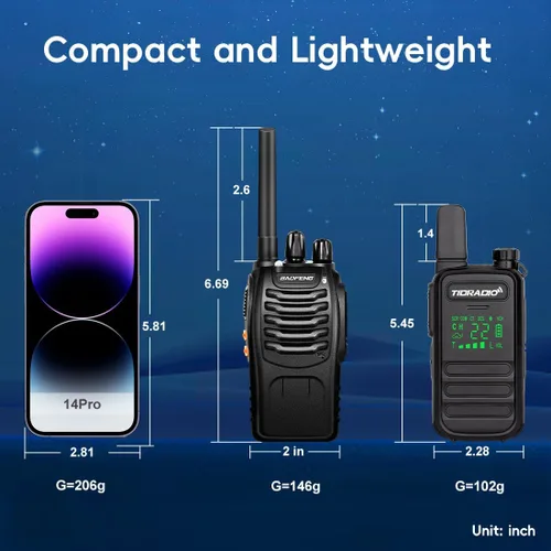 Miniatura 9 de TIDRADIO TD-M11 Walkie Talkies impermeable IP67, programación Bluetooth de aplicación/web, radios bidireccionales FRS de largo alcance, copia freq