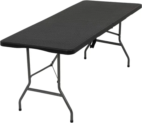 Miniatura 15 de FDW Mesa plegable de 4 pies, media mesa plegable portátil de picnic para oficina, hogar, campamento, fiesta (negro, 4 pies)