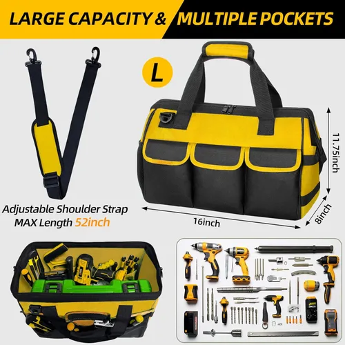 Miniatura 2 de NECKORY Bolsa de herramientas, organizador de caja de herramientas portátil con correa de hombro ajustable, bolsa de transporte de herramientas