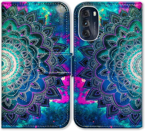 Miniatura 18 de Bcov Funda para Moto G 5G 2022, funda de cuero verde pájaro negro con tapa para teléfono con ranura para tarjeta y soporte para Motorola Moto G 5G