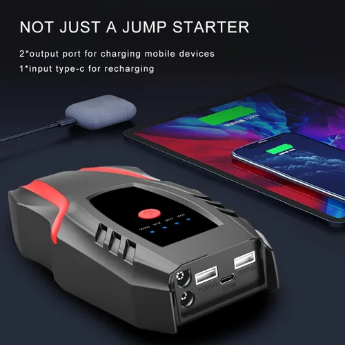 Miniatura 4 de Paquete de arranque automático de 12 V con compresor de aire, corriente máxima 2000a, cargador de batería de litio para automóvil, bomba de aire