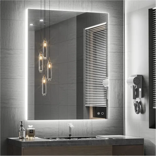 Miniatura 28 de Keonjinn Espejo de baño LED de 24 x 32 pulgadas con retroiluminación, antiniebla, CRI90+ HD regulable sin escalones, alto lumen, montaje en pared