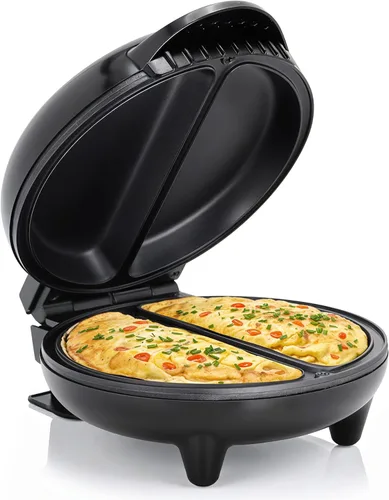 Elite Gourmet EOM205 Tortilla antiadherente Frittata para 2 tortillas individuales de 6.5 pulgadas, acero inoxidable y negro, (paquete de 6)