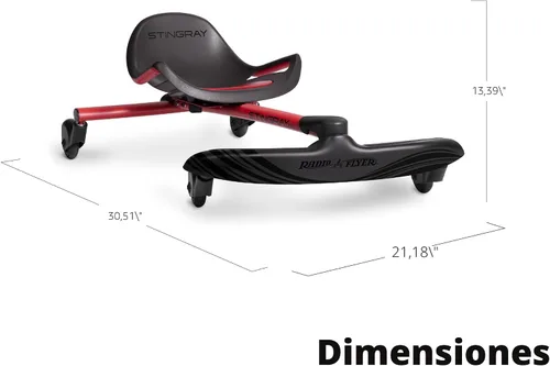 Miniatura 3 de Radio Flyer Stingray Patinete de conducción con deriva divertida para niños de 3 a 8 años, acción de giro de 360°, asiento ajustable para niños
