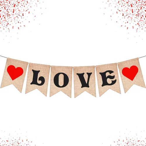 Miniatura 3 de KatchOn, Cartel de feliz día de San Valentín con purpurina, 10 pies, sin bricolaje, pancarta de arpillera para decoraciones del día de San Valentín