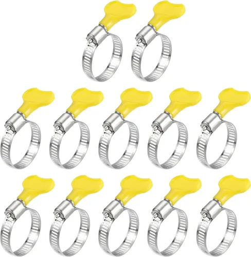 Miniatura 15 de uxcell Abrazadera de manguera de engranaje helicoidal, 24 abrazaderas de manguera de acero inoxidable ajustables de 1/2 a 3/4 pulgadas con mango