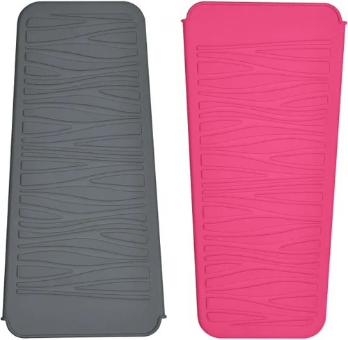 Miniatura 21 de Alfombrilla de viaje de silicona resistente al calor para plancha de pelo (1 paquete, rosa malva, 11 x 5.3 pulgadas)