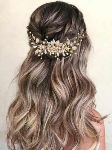 Miniatura 8 de GORAIS Accesorio para el cabello de novia para boda, diseño de flores de vid y diamantes de imitación, accesorio para el cabello para mujer