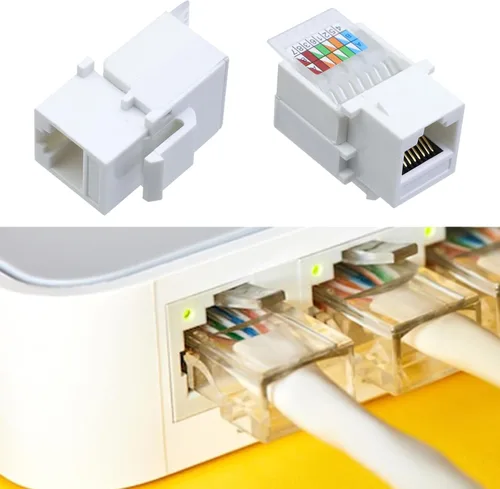 Miniatura 5 de Antrader Paquete de 10 adaptadores de conector RJ45 Cat6 Keystone Jack para placa de pared, cable LAN Ethernet de red de Internet
