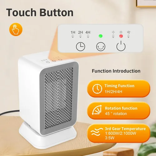 Miniatura 3 de AIDENOEY Calentador de espacio con 3 modos, 1000 W de bajo consumo silencioso, mini calentadores portátiles, calentador rápido de cerámica PTC