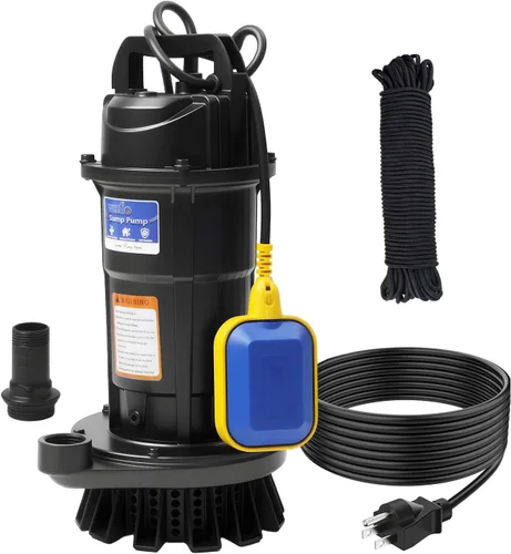 Bomba de sumidero sumergible de 1.0 HP, bomba de agua automática con flujo alto de 4700 GPH, cabezal máximo de 18 pies, para eliminación de agua