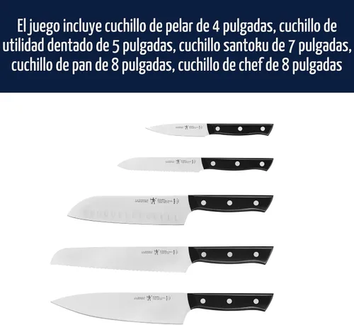 Miniatura 10 de HENCKELS Dynamic Razor-Sharp - Juego de cuchillos de cocina de 5 piezas, diseño alemán informado por más de 100 años de maestría Acero inoxidable