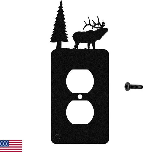 Miniatura 11 de Elk & Cabin - Placa de pared para interruptor de luz triple (GFCI), color negro, fabricada en Estados Unidos