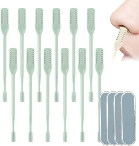 Miniatura 17 de AIIONP Cortador de vello nasal para mujeres y hombres, herramienta de eliminación manual de vello de fosa nasal giratoria de 360°, cuchilla de vello