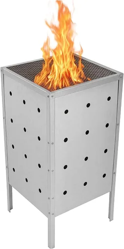 Bote de basura con barril de combustión, hoguera de metal galvanizado resistente para uso en casa y jardín, ideal para papel, basura, desechos al