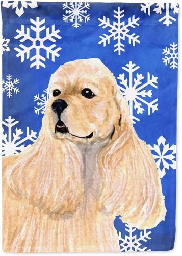 Miniatura 252 de Caroline's Treasures SC9374GF Bulldog English Snow flakes Holiday Garden Flag Buzón Bandera decorativa para patio exterior, patio, obras de arte